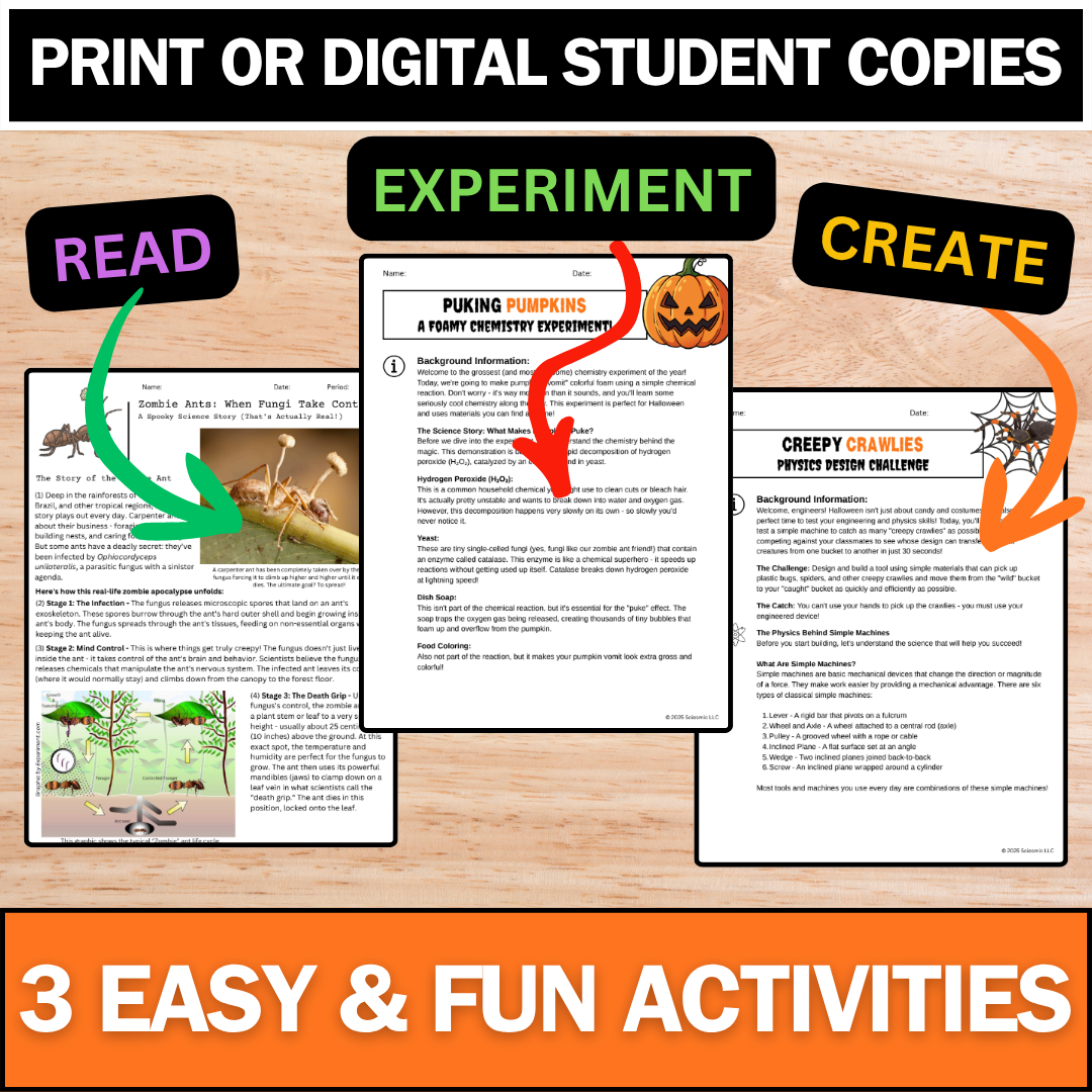 Spooky Science Bundle - Biology, Chemistry, & Physics - Halloween Activities