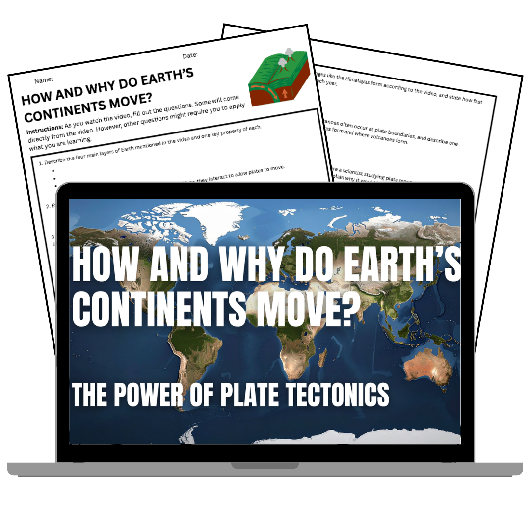Plate Tectonics - FREE Video Worksheet - Middle School Science