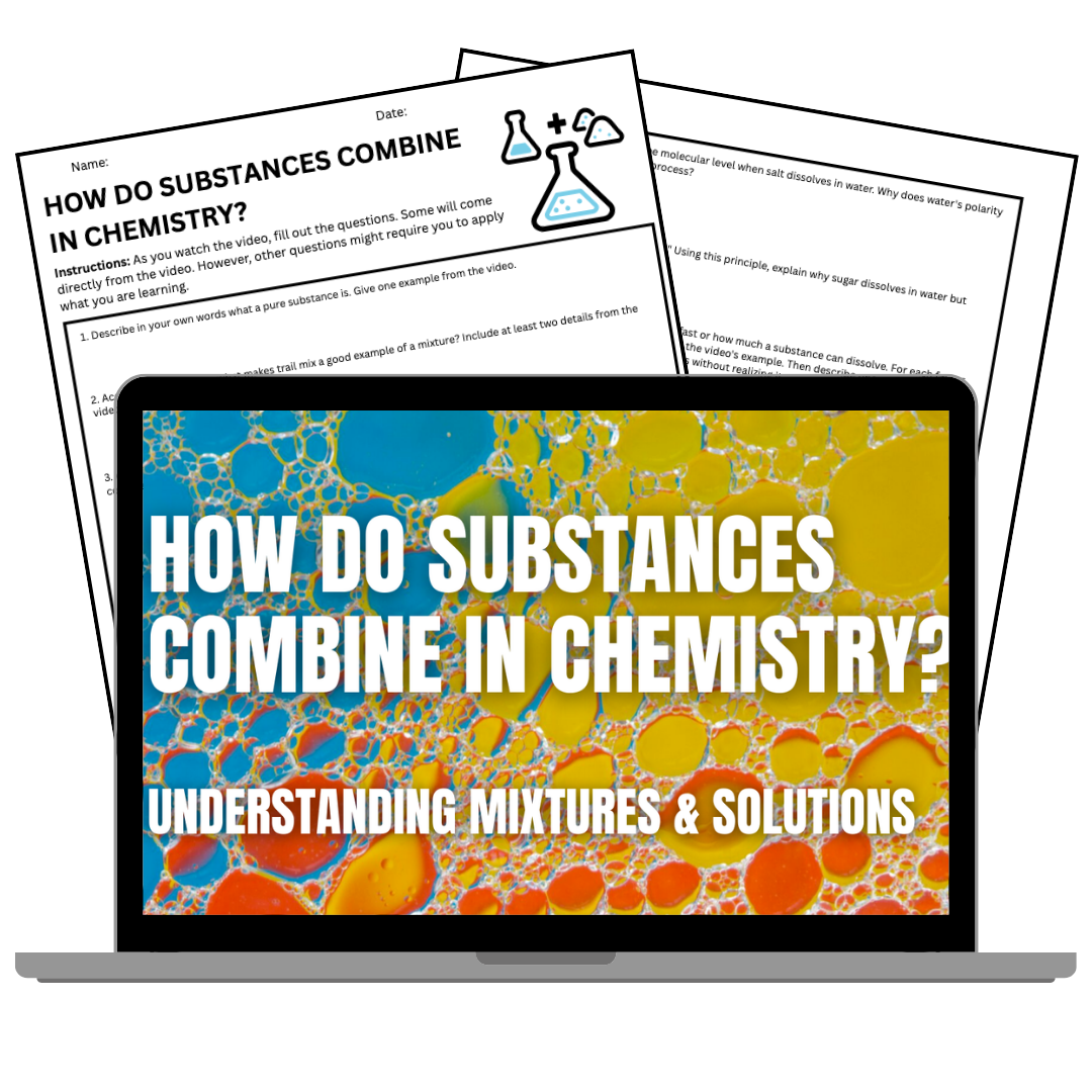 Mixtures and Solutions: Homogeneous vs Heterogeneous - FREE Video Worksheet - Middle School Science for 2025 & 2026