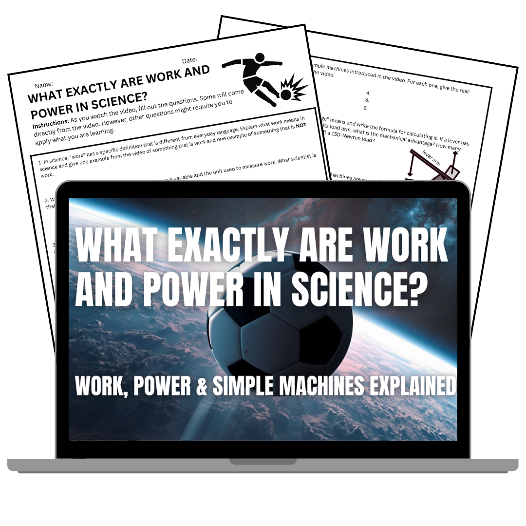 Work, Power & Simple Machines - FREE Video Worksheet - Physical Science for 2026