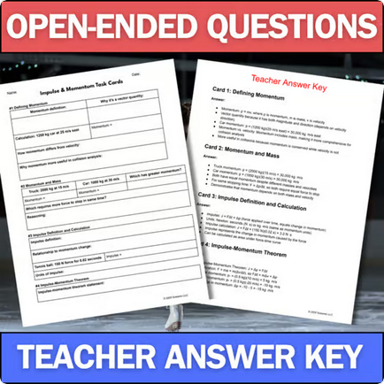 Impulse & Momentum - Physics Task Cards - Printable & Digital