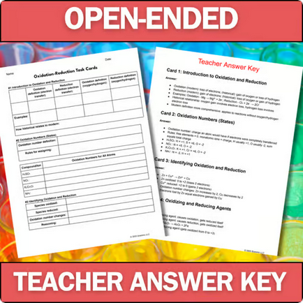 Oxidation-Reduction Reactions - Chemistry Task Cards - Printable & Digital