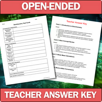 Stoichiometry - Chemistry Task Cards - Printable & Digital