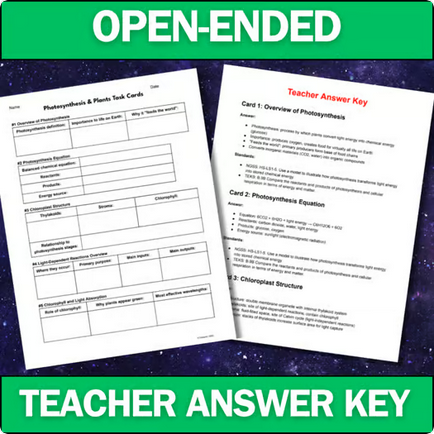 Biology Task Cards - Photosynthesis & Plants - Printable & Digital