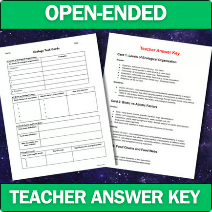 Biology Task Cards - Ecology - Printable & Digital