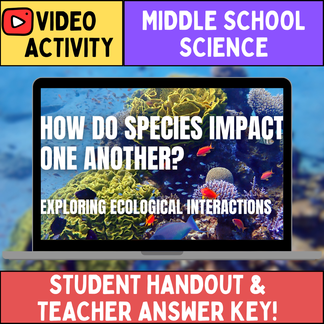 Ecological Interactions - FREE Video Worksheet - Middle School Science