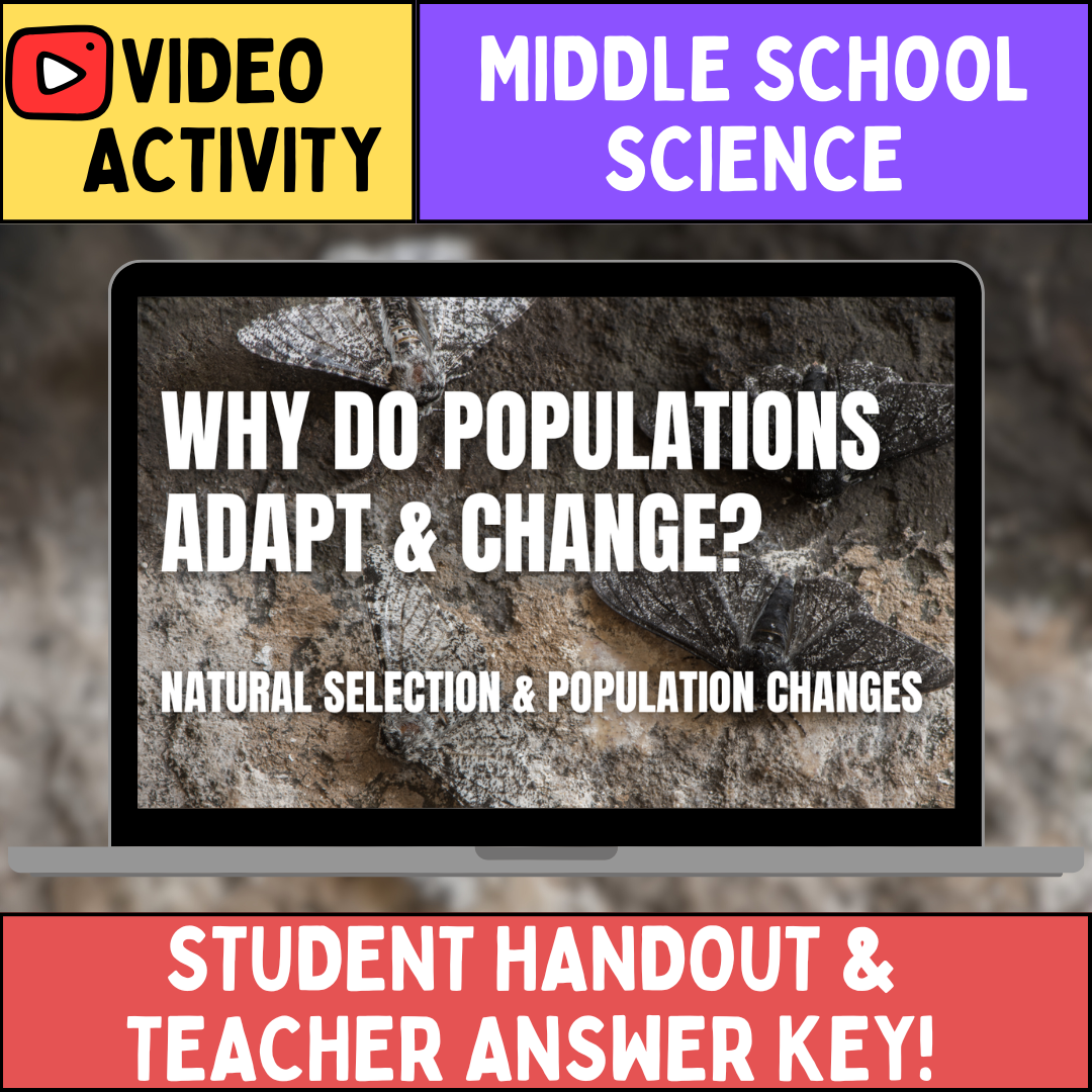 Population Adaptations & Changes - FREE Video Worksheet - Middle School Science