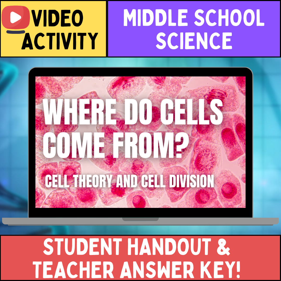 Cell Theory and Division - FREE Video Worksheet - Middle School Life Science