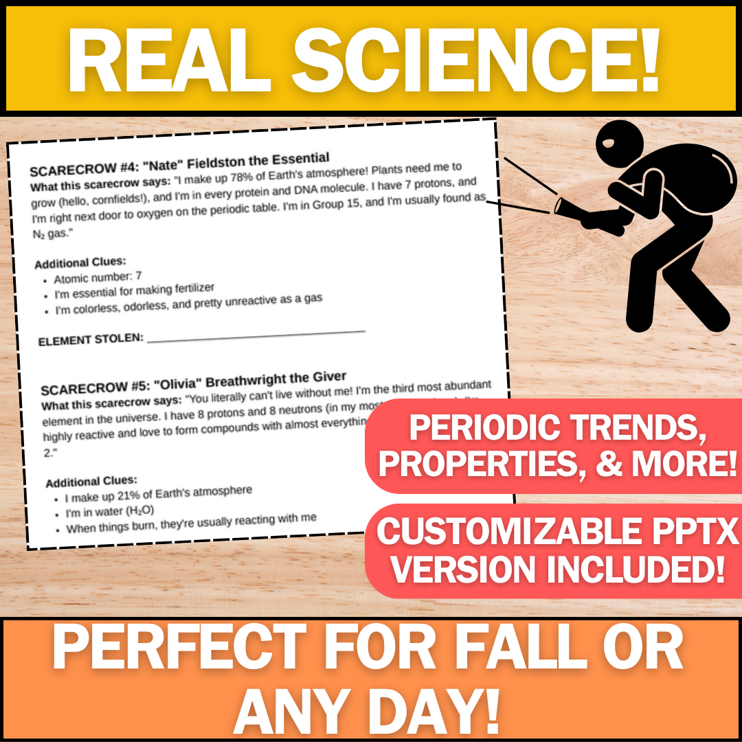 The Great Element Heist - Fall Chemistry Activity - Perfect for Thanksgiving!