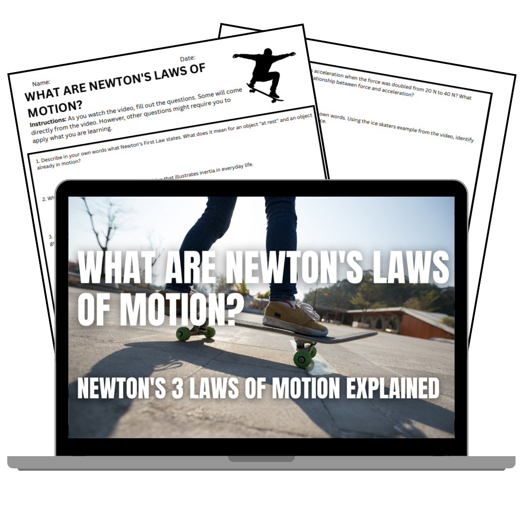 Newton's 3 Laws of Motion - FREE Video Worksheet - Physical Science for 2026