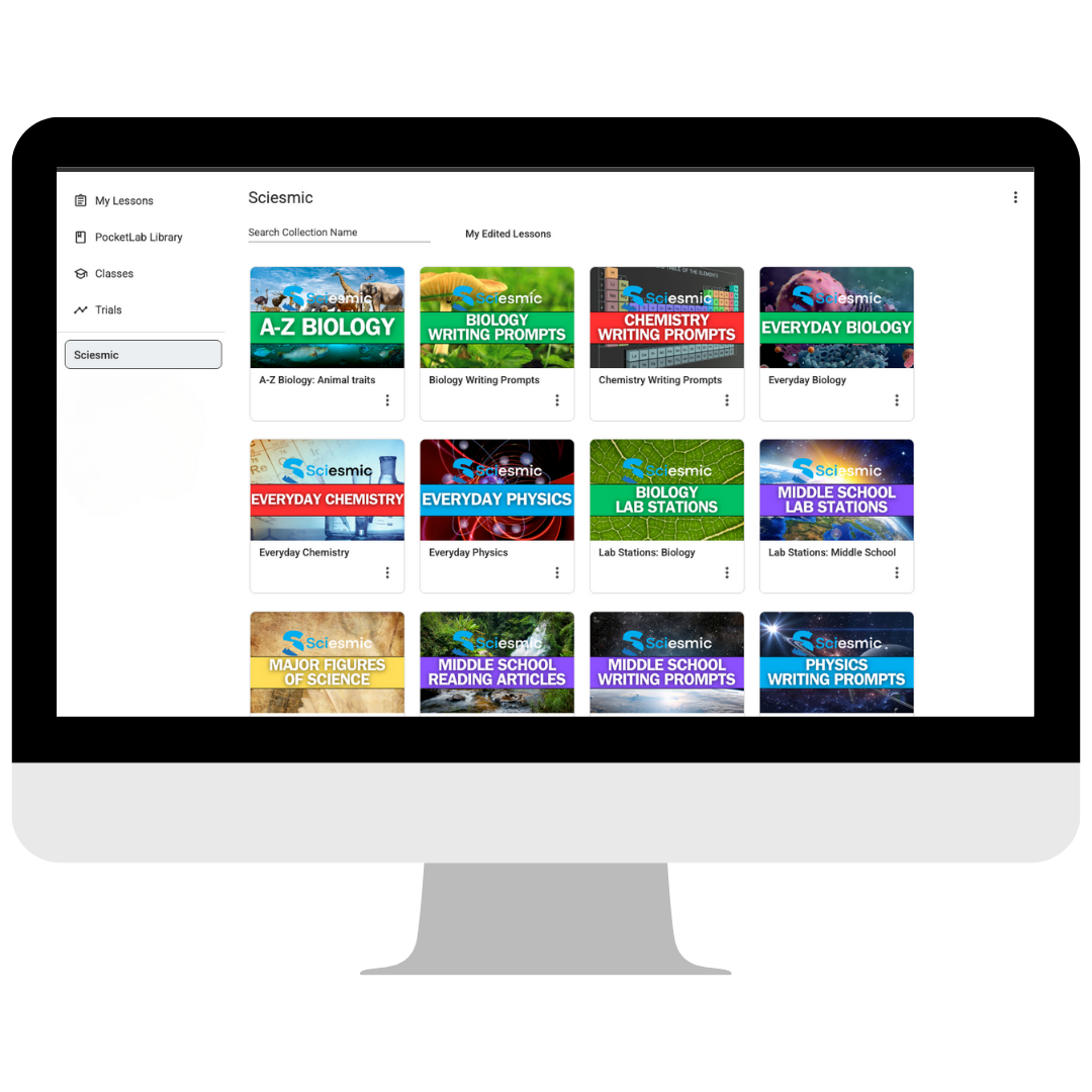 The Sciesmic library open on a desktop computer