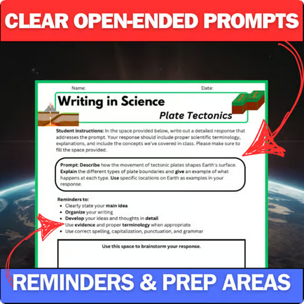Earth & Space Science Writing Prompts & Constructed Response Assignments | 6-8th