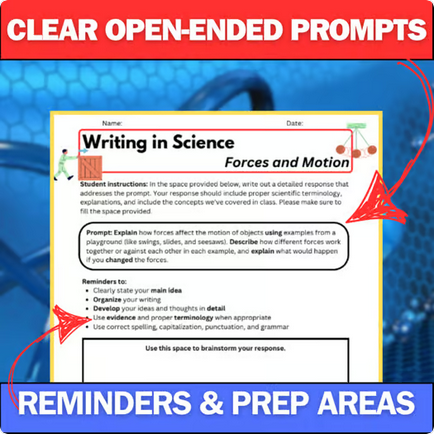 Physical Science Writing Prompts & Constructed Response Assignments | 6-8th