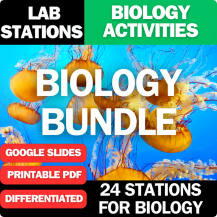 Biology Lab Stations Bundle - 24 Engaging No-Prep Activities