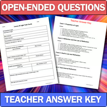 Lenses & Light - Physics Task Cards - Printable & Digital