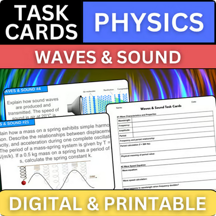 Waves & Sound - Physics Task Cards - Printable & Digital