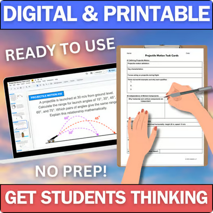 Projectile Motion - Physics Task Cards - Printable & Digital