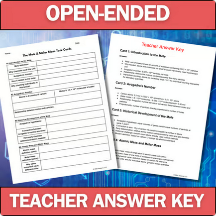 The Mole & Molar Mass - Chemistry Task Cards - Printable & Digital