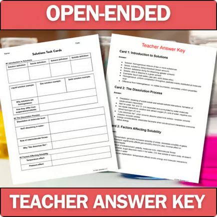 Solutions - Chemistry Task Cards - Printable & Digital
