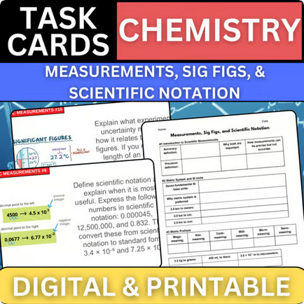Measurements, SIG FIGS, & Scientific Notation - Chemistry Task Cards