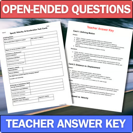 Physics Task Cards - Speed, Velocity, & Acceleration - Print & Digital