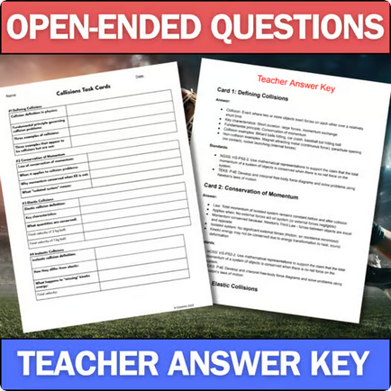 Physics Task Cards - Collisions - Printable & Digital