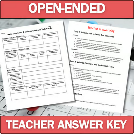 Chemistry Task Cards - Lewis Structures & Valence Electrons - Print & Digital