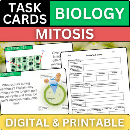 Biology Task Cards - Mitosis - Printable & Digital