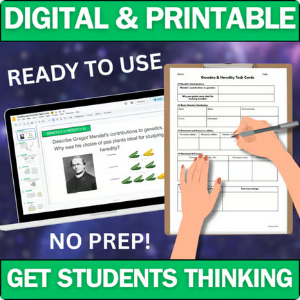Biology Task Cards - Genetics & Heredity - Printable & Digital