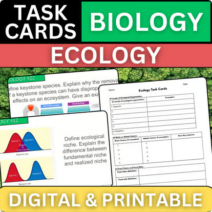 Biology Task Cards - Ecology - Printable & Digital