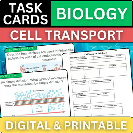 Biology Task Cards - Cell Transport - Printable & Digital