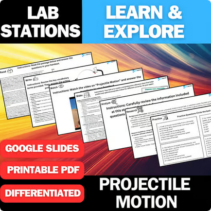 Projectile Motion - Student Lab Stations Activity - High School Physics