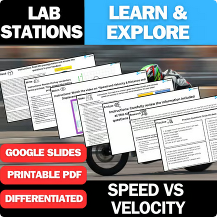 Speed vs Velocity - Student Lab Stations Activity - High School Physics