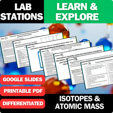 Isotopes & Atomic Mass - Student Lab Stations Activity - High School Chemistry
