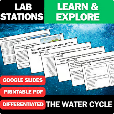 The Water & Hydrologic Cycle - Student Lab Stations Activity - MS Science