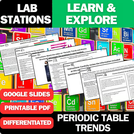 Periodic Table Trends - Student Lab Stations Activity - High School Chemistry