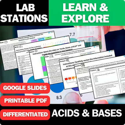Acids & Bases - Student Lab Stations Activity - High School Chemistry