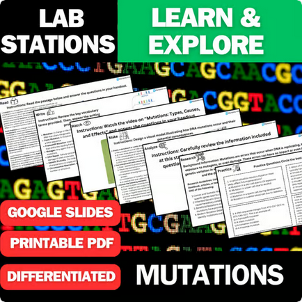 Mutations & DNA Changes - Student Lab Stations Activity - Biology & Life Science