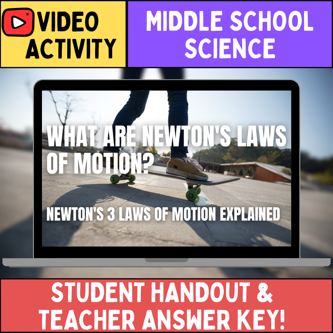 Newton's 3 Laws of Motion - FREE Video Worksheet - Physical Science for 2026