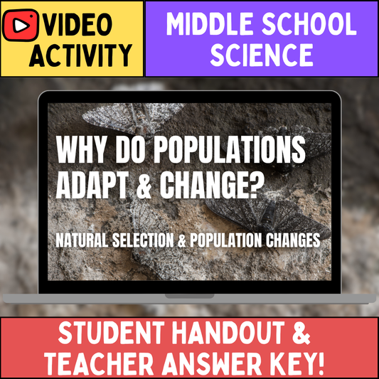 Population Adaptations & Changes - FREE Video Worksheet - Middle School Science