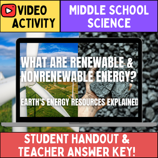 Renewable & Nonrenewable Energy - FREE Video Worksheet - Middle School Science for 2025 & 2026