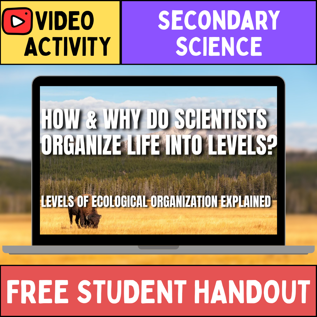 Levels of Ecological Organization - FREE Video Worksheet - Middle & High School