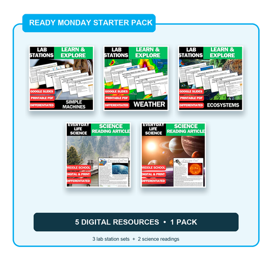 Ready Monday Middle School Science Starter Pack | 5 Resources